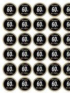 Happy 60th Birthday Black / Gold 30 x 1.3&quot; Icing cupcake toppers PRECUT - Ready to use (5 - 10 BUSINESS DAYS DELIVERY...