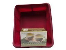 1 X Agora Silicone Square Lasagne Cake Pan Color Red Wine or Red with Free Tupperware Green Tea 1 Box