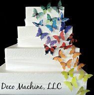 24 Decorative Wafer Paper Butterflies&copy; Small Assorted Rainbow Colors Butterflies Pre-cut 1.75&quot; each Edible Butterfly N2