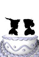 Meijiafei Wedding Cake Topper -Little Pan and Girl Silhouettes Cake Decoration N2
