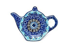 Polish Pottery Tea Bag Holder - Aztec Sky