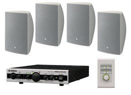 Complete Yamaha Restaurant Sound System with 4 VXS5 Wall-Mount Speakers, MA2030 Mixer Amplifier and Remote Volume... N3