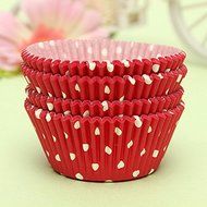 100pcs Red Polka Dot Muffin Cupcake Paper Liners Cups N3