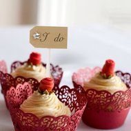 Paper Star I do Cake Topper Cupcake Pick Wedding Party Decor Pack of 10 - Beige N16