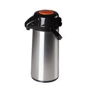 FortheChef's 2.2 L Decaf Stainless Steel Push Button Top Airpot, Glass-Lined