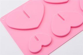 6 Cavity Big&amp;Small Love Heart Shape Silicone Cake Chocolate Baking Mold for Microwave Oven