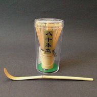 Japanese Metallic Black Matcha Cup Bowl Bamboo Scoop 80 Whisk Tea Ceremony Gift Box Set