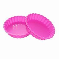 X-Haibei 2 Small Round Gelatin Pizza Cake Shallow Pan Muffin Baking Silicone Mold 4inch