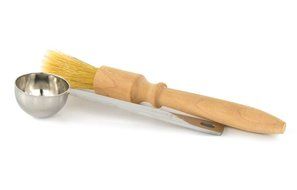 SAMYO Wood Handle &amp; Natural Bristles Coffee Grinder Dusting Brush and Stainless Steel Scoop Bean Grain Coffee... N5