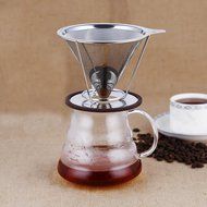 Sykting Pour Over Coffee Filter Cone Stainless Steel Dripper and Scoop with Bag Clip Set Reusable Double Layer... N3