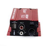 Mini Car Motorcycle MP3 Hi-Fi Stereo Audio Amplifier with Cable Wires Red N4