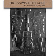 Dress My Cupcake DMCT026 Chocolate Candy Mold, Boy Pilgrim Lollipop, Thanksgiving