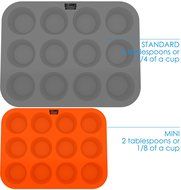 Silicone Mini Muffin Cupcake Baking Pan Tray - 12 Cup - 100% Pure Food Grade Premium Non-stick Silicon - Orange...