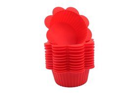 Trustworthy Buy 12-pack Reusable Silicone Flower Standard Baking Cups / Cupcake Liners - Red N2