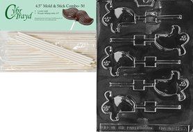 Cybrtrayd 45St50-H064 Spooky Ghost Lolly Halloween Chocolate Candy Mold with 50 4.5-Inch Lollipop Sticks