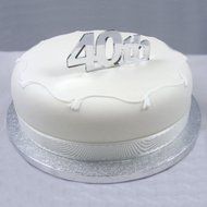 &quot;40th&quot; Cake Topper Mirror - 6cm with 4cm spike