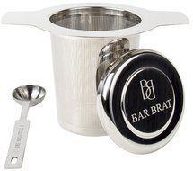 Tea Infuser Strainer + Spoon by Bar Brat / Premium Micro Filter Stainless Steel Steeper / 110 Cocktail Shaker... N4