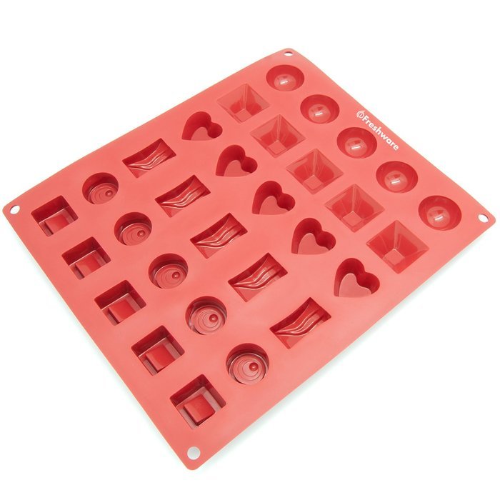 Freshware CB-650 Silicone 6-Cavity Round Chocolate Truffle, Candy and Gummy Mold, Pack of 4 N10