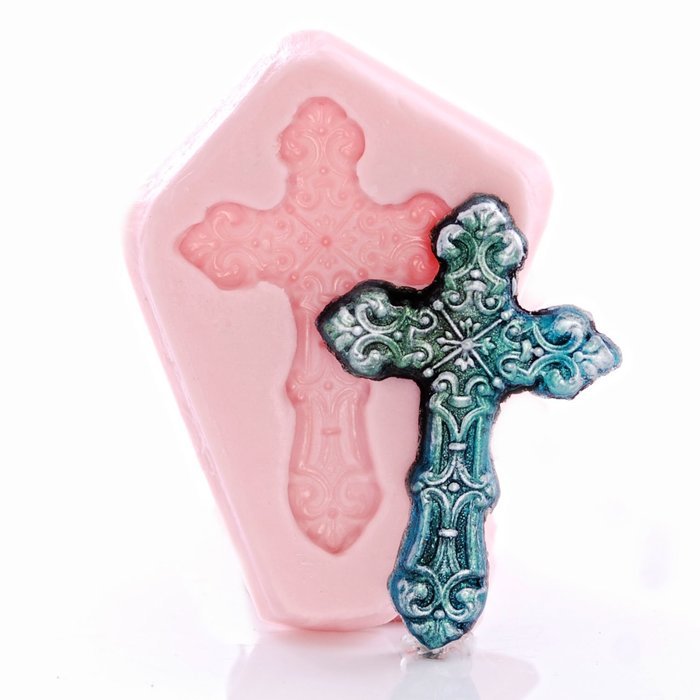 Small Decorative Cross Silicone Mold Food Safe Fondant, Candy, Chocolate, Craft, Resin, Clay Flexible Mold N5