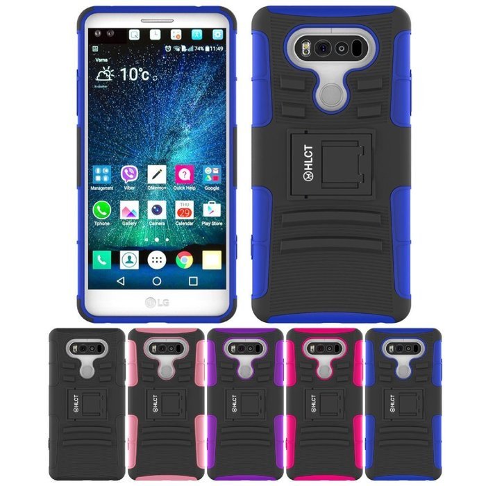 LG V20 Case, HLCT Rugged Shock Proof Dual-Layer PC and Soft Silicone Case With Built-In Kickstand for LG V20 (... N20