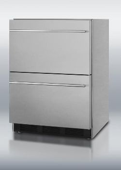 Outdoor Two-Drawer Beverage Refrigerator Stainless Steel - Defrost