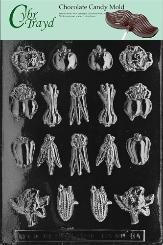 Cybrtrayd F084 Bite Size Veggies Chocolate Candy Mold with Exclusive Cybrtrayd Copyrighted Chocolate Molding Instructions