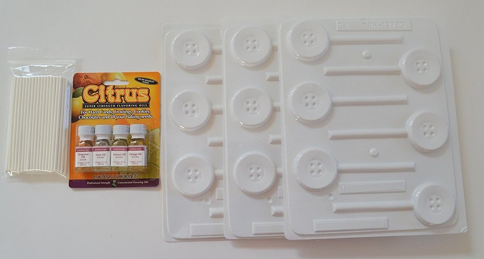 8H-13720-C 1 3/4 " Button Hard Candy Sucker Citrus Loran Oil Packet/Packet of 3