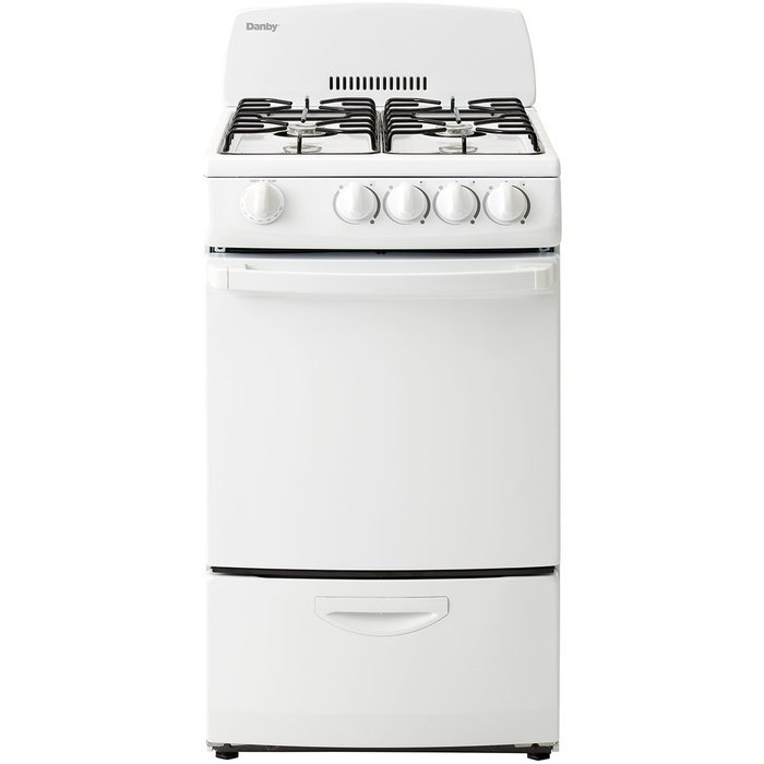 Danby DR200WGLP 20-Inch Gas Range with 4 Burners, Electronic Ignition and 2.4 Cubic Feet Oven, White N2