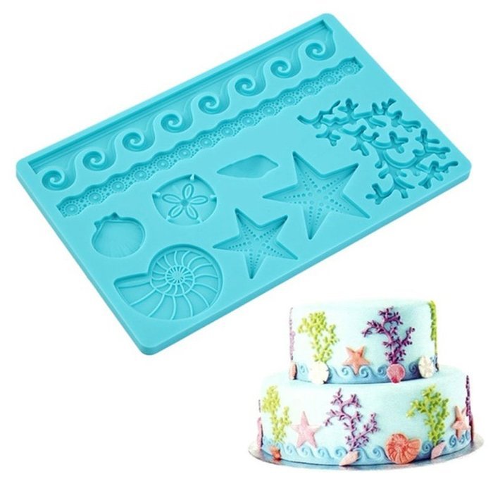 Fashionclubs Silicone Seashell Sea Life Chocolate/Fondant/Candy Baking Mold For Cake Decor