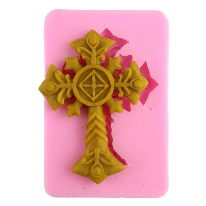 Mujiang 4-Capacity Cross Silicone Clay Fimo Sugarcraft Candy Fondant Molds N8