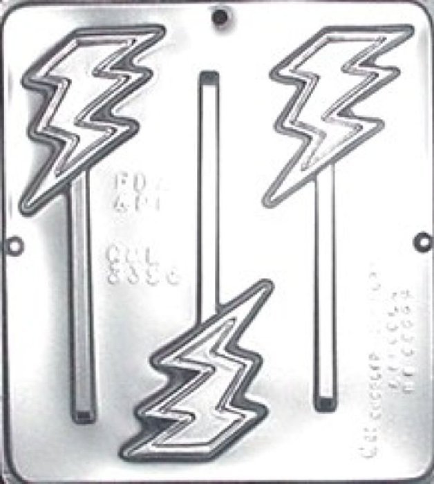 Lightning Bolt Lollipop Chocolate Candy Mold 3396