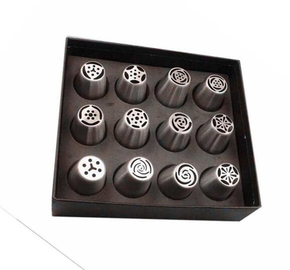 Bbshop 12 Piece Set Cake Decorating Tips Russian Decorating Tips Piping Pastry Tips Stainless Steel Professional... N6