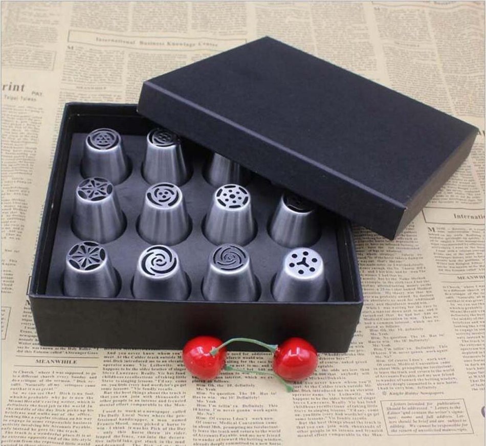 Bbshop 12 Piece Set Cake Decorating Tips Russian Decorating Tips Piping Pastry Tips Stainless Steel Professional... N7
