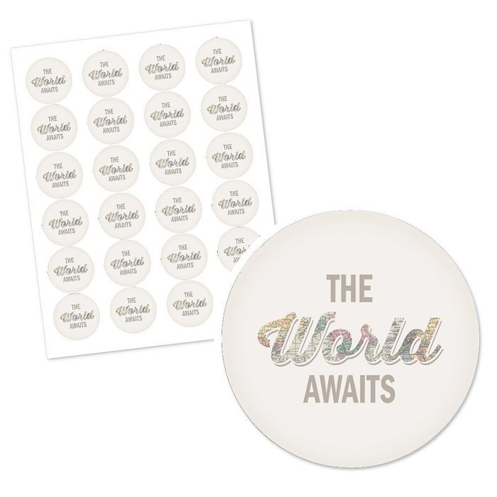World Awaits - Travel Theme Cupcake Wrapper & Pick Party Kit - Set of 24