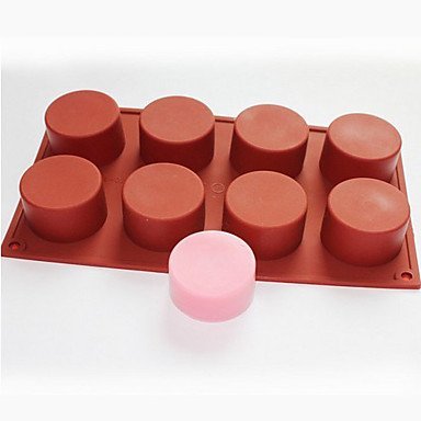 Y&XL&H 8 Cavity Silicone Round Cylinder Soap Diy Mold Cupcake Moulds(Random Color) N5