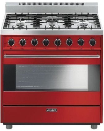 Smeg C36GGRU 36" Classic Series Gas Freestanding Range with 6 Burners, in Red