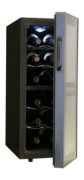 Haier HVTM12DABB 12-Bottle Dual Zone Mirrored Glass Door Wine Cellar N2