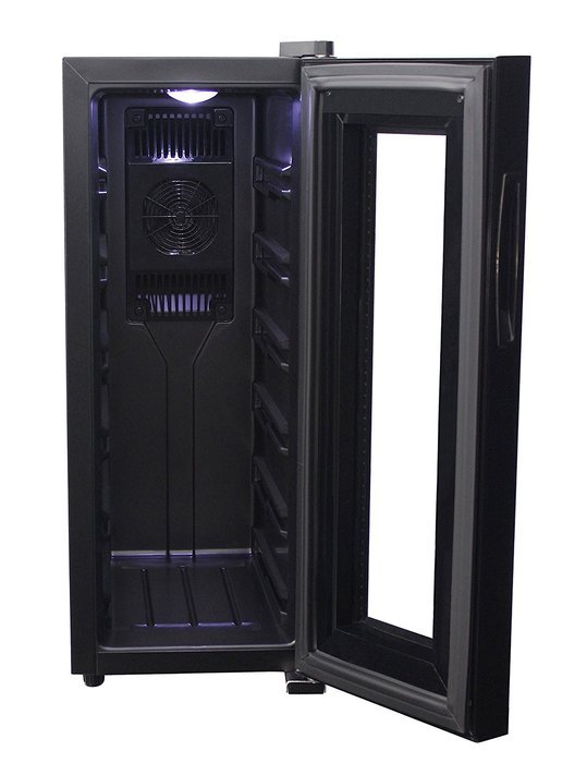 HOMEIMAGE Thermo Electric Wine Cooler for 12 Bottles with Vertical Rack - HI-12C N8