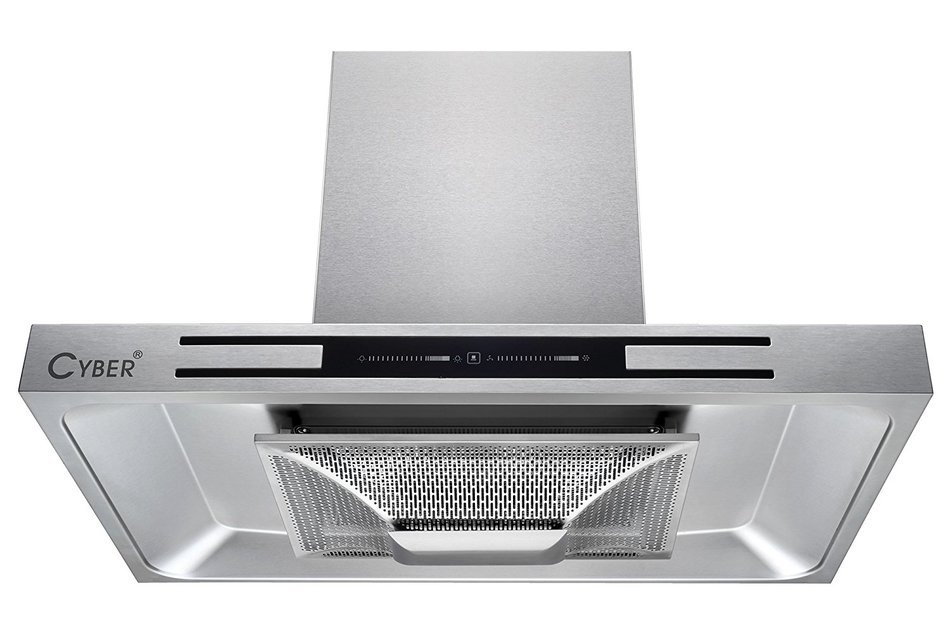 CYBER Modern Rectangle Wall Mount Seamless Range Hood 36" Steel Black Touch Panel 700CFM N2
