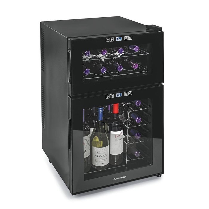 Wine Enthusiast 272 03 24 05 Silent 24 Bottle Dual Zone Touchscreen Wine Cooler, Black N2