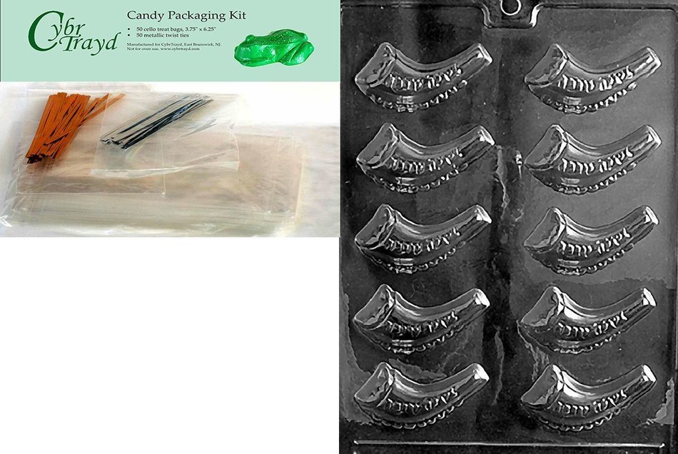 Cybrtrayd R030 Jewish Horn Chocolate Candy Mold with Exclusive Cybrtrayd Copyrighted Chocolate Molding Instructions...