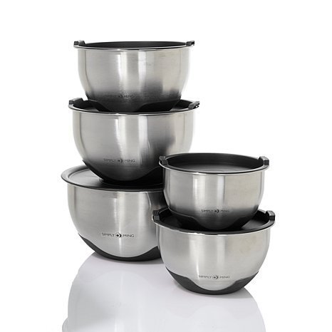 Simply Ming 10-Piece Stainless Steel Mixing Bowl Set - Black N2