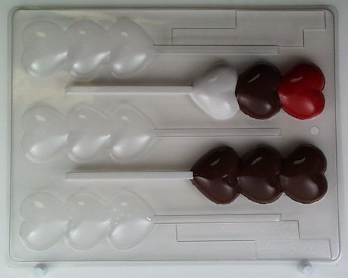 Three rounded hearts stacked vertically V177 Valentine's Day chocolate candy mold