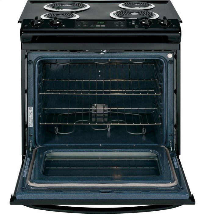 GE JS250DFBB 30" Black Electric Slide-In Coil Range N6