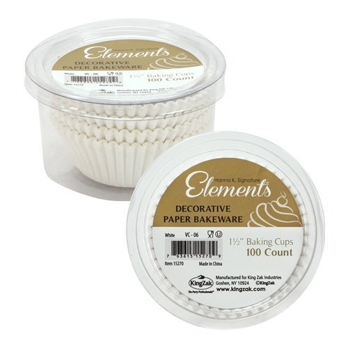 Hanna K. Signature 100 Count Elements Mini Baking Cups, 1.5", White