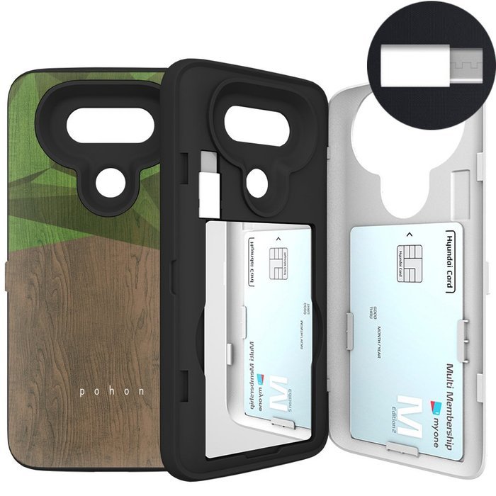 LG G5 Case, G5 Card Case, SKINU [USB type C] [Dual Layer] [Card Slot] [Drop Protection] [Wallet] with Mirror and... N20