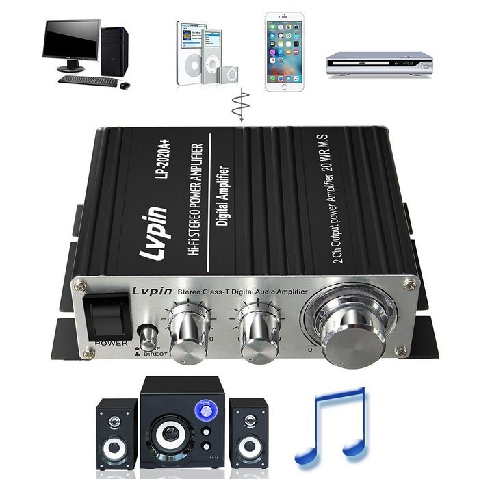 Audio Amplifier, ELEGIANT 12V 3A Hi-Fi Stero Class-T Digital Power Amplifier with Power Cable for Car Home PC... N6