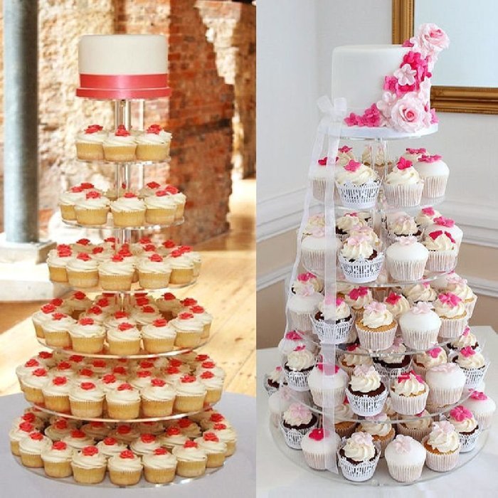 7 Tier Clear Acrylic Round Cupcake Stand Wedding Birthday Cake Display Tower N3