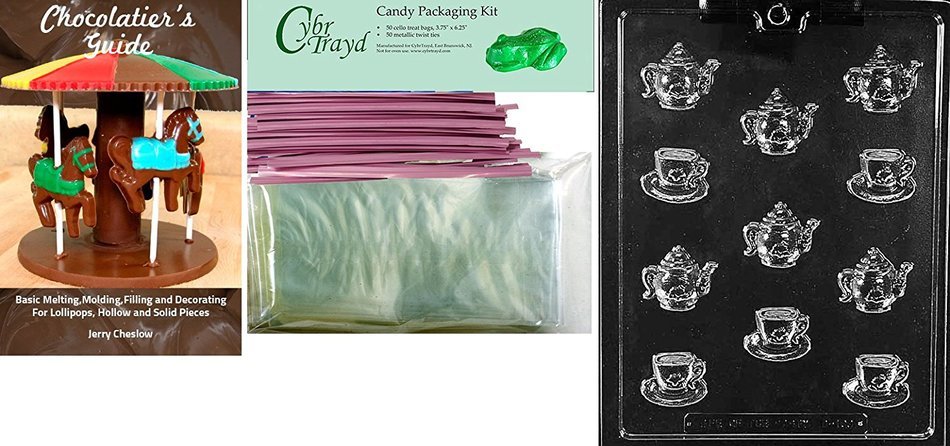 Cybrtrayd D100 Bite Size Tea Pots and Bite Size Demi Tasse Cup Chocolate Candy Mold with Exclusive Cybrtrayd Copyrighted... N4