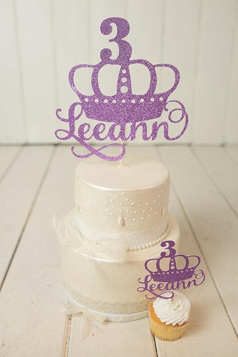 Princess Crown Birthday Cake Topper - Personalized